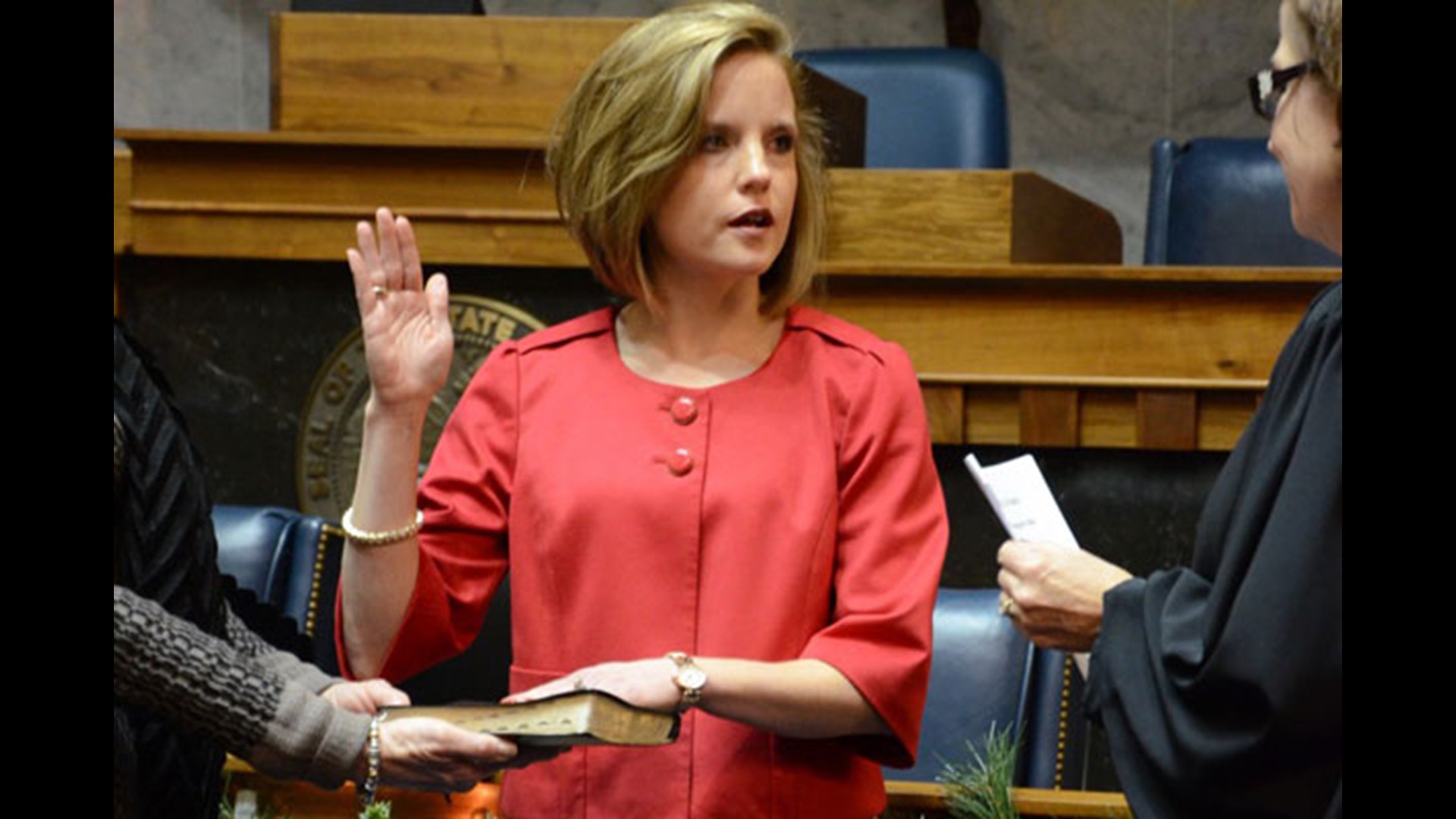 State Sen. Jim Banks' wife sworn in as temporary replacement wthr