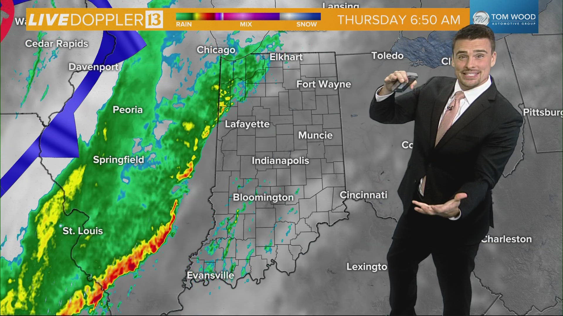 A cold front is bringing Halloween rain chances through the afternoon for central Indiana.