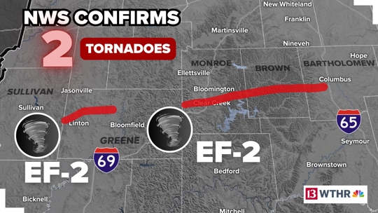 Two EF-2 tornadoes confirmed across central Indiana from Friday's ...