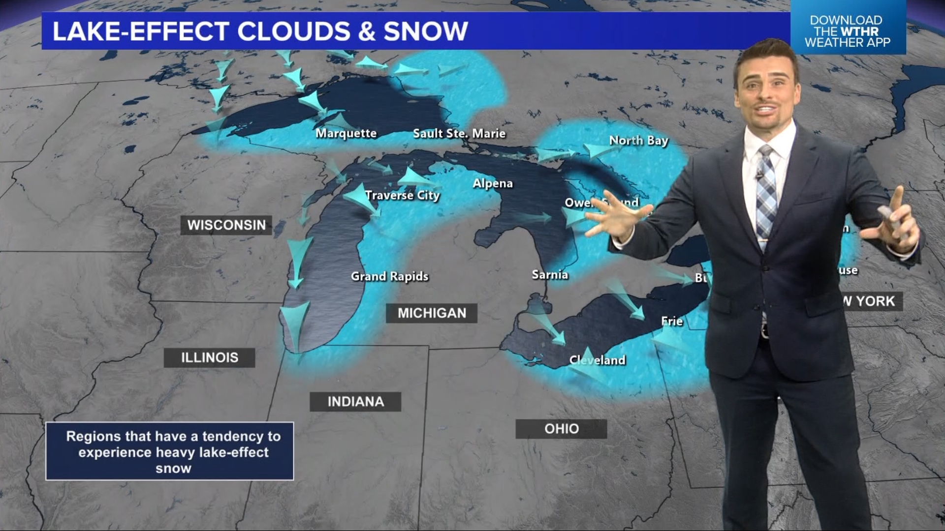 Cold north winds blow on the relatively warmer lake waters, creating snow storms off the Great Lakes, some of which come into Indiana.