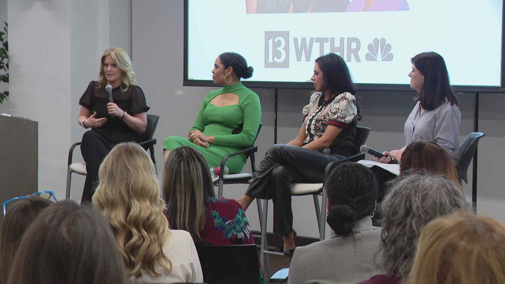 Felicia Lawrence, Anne Marie Tiernon and Emily Longnecker were talking about women in the media Thursday night at Indy Maven.