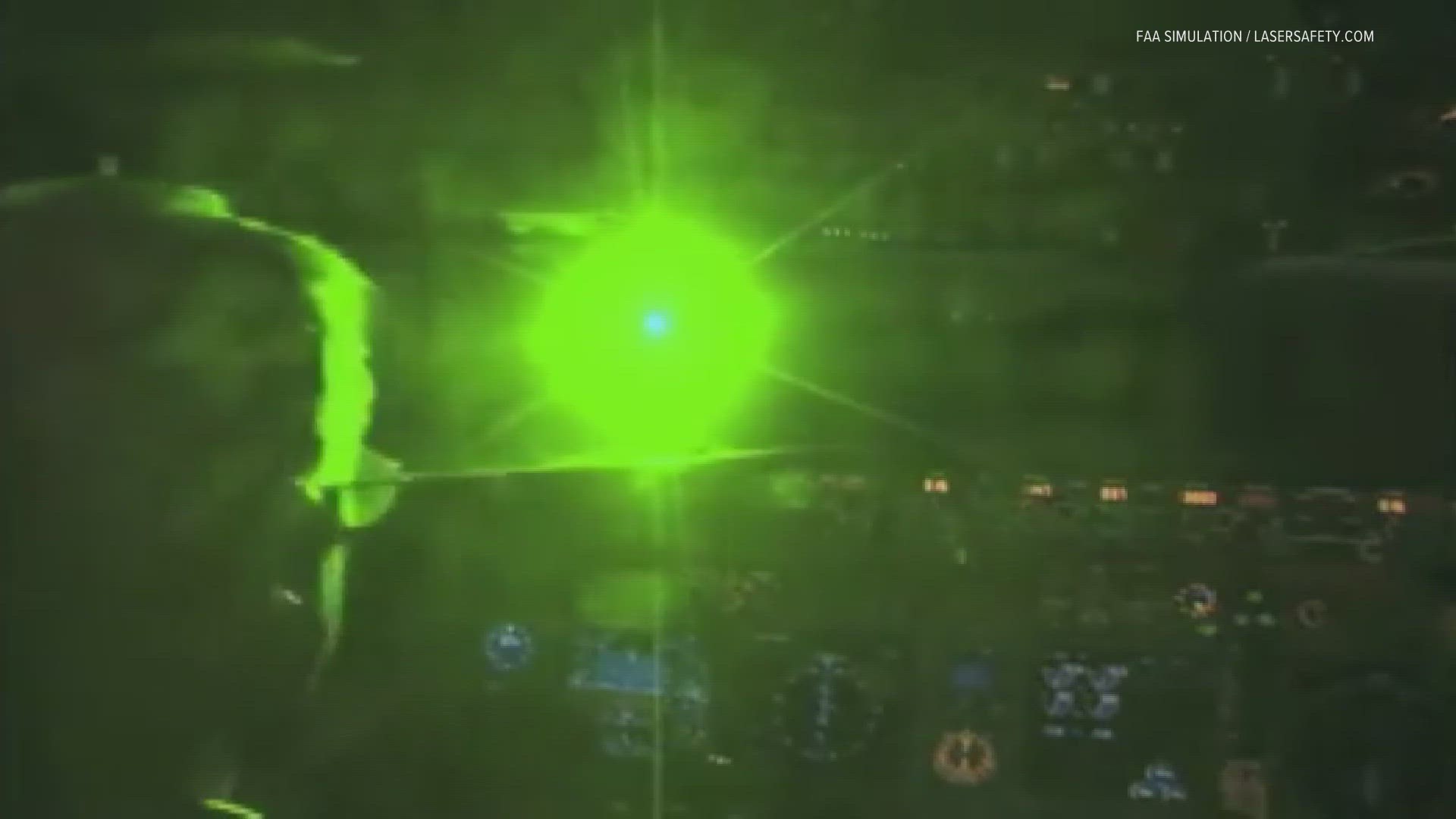 Indiana has seen a big increase in incidents of people shining laser pointers into the cockpit of airplanes.