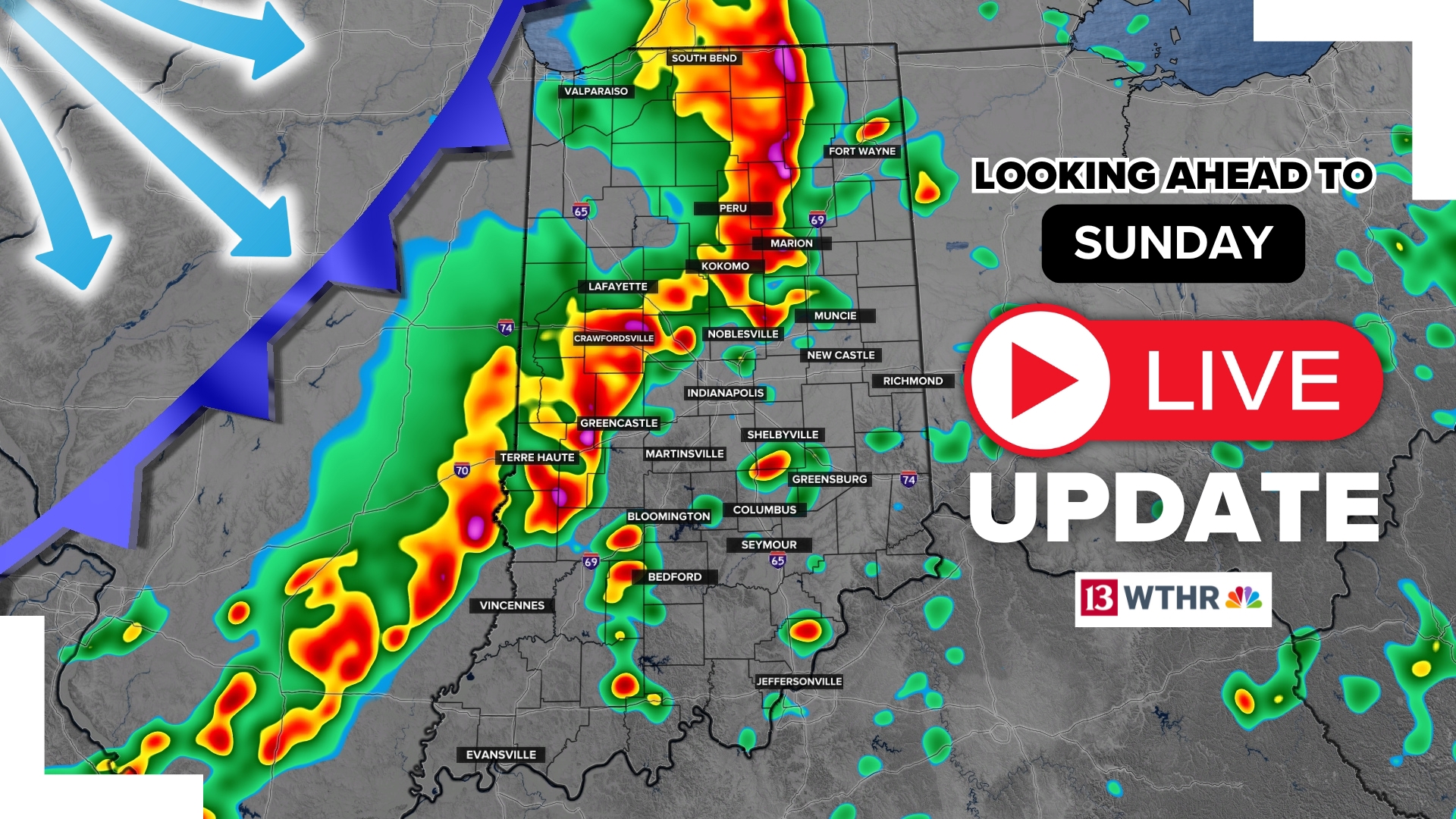 13News meteorologist Matt Standridge is previewing Sunday's severe storms expected to hit central Indiana in the afternoon.