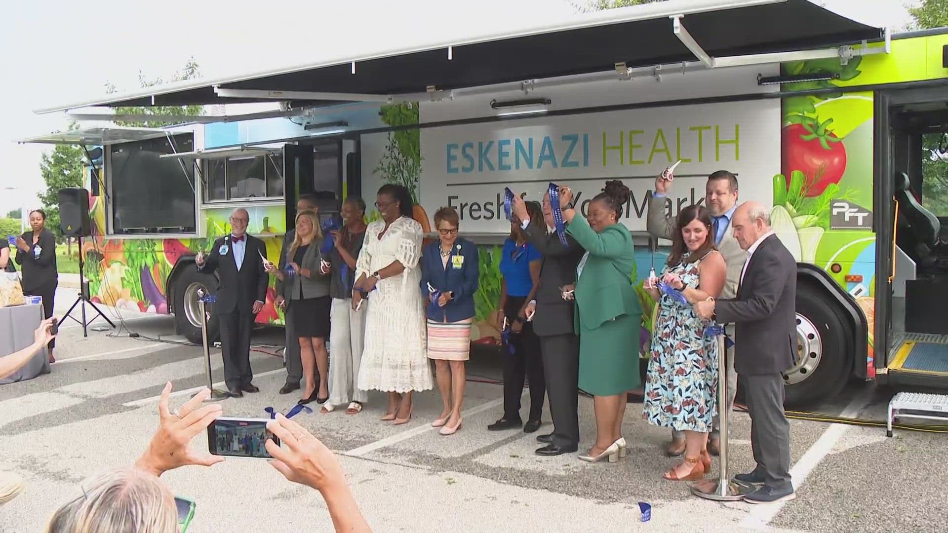 Leaders with Eskenazi Health and Kroger came out to unveil the bus at the heart of the project.