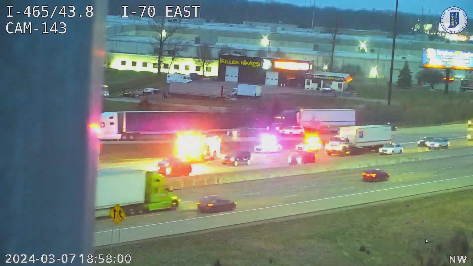 The crash occurred shortly before 7 p.m. Thursday in the southbound lanes of I-465, just north of Interstate 70.