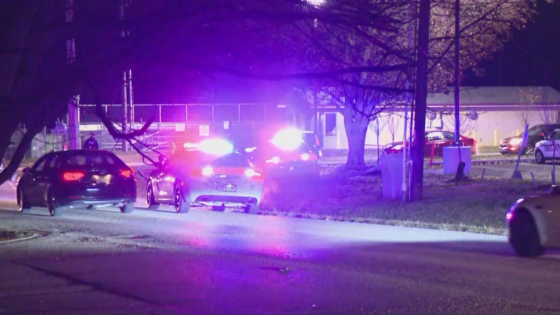 Lawrence police say someone fired two shots during a fight in the parking lot at Lawrence Central High School Wednesday as people were leaving the basketball game.