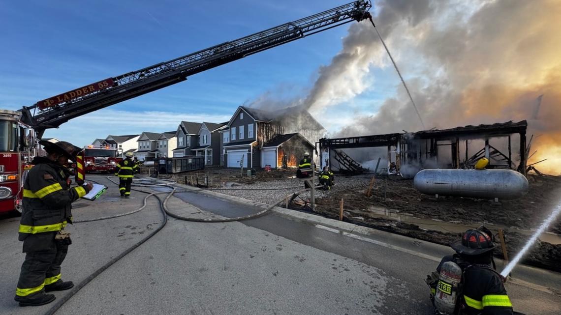 Fire destroys house under construction on Indy's southeast side, damages 6 other homes
