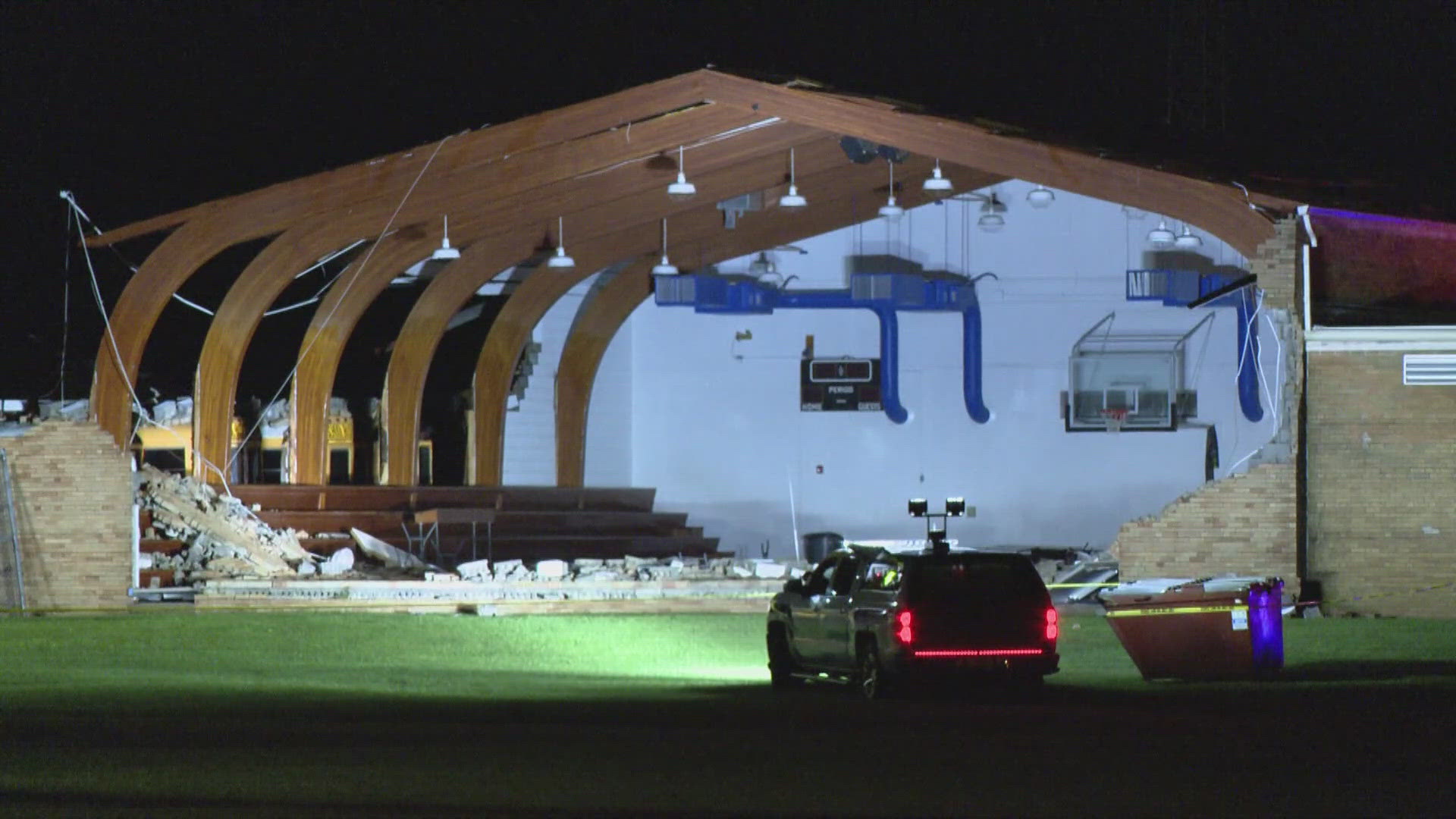 The Frankton-Lapel Administration Building was among the reports of damage as severe weather rolled through Monday night.