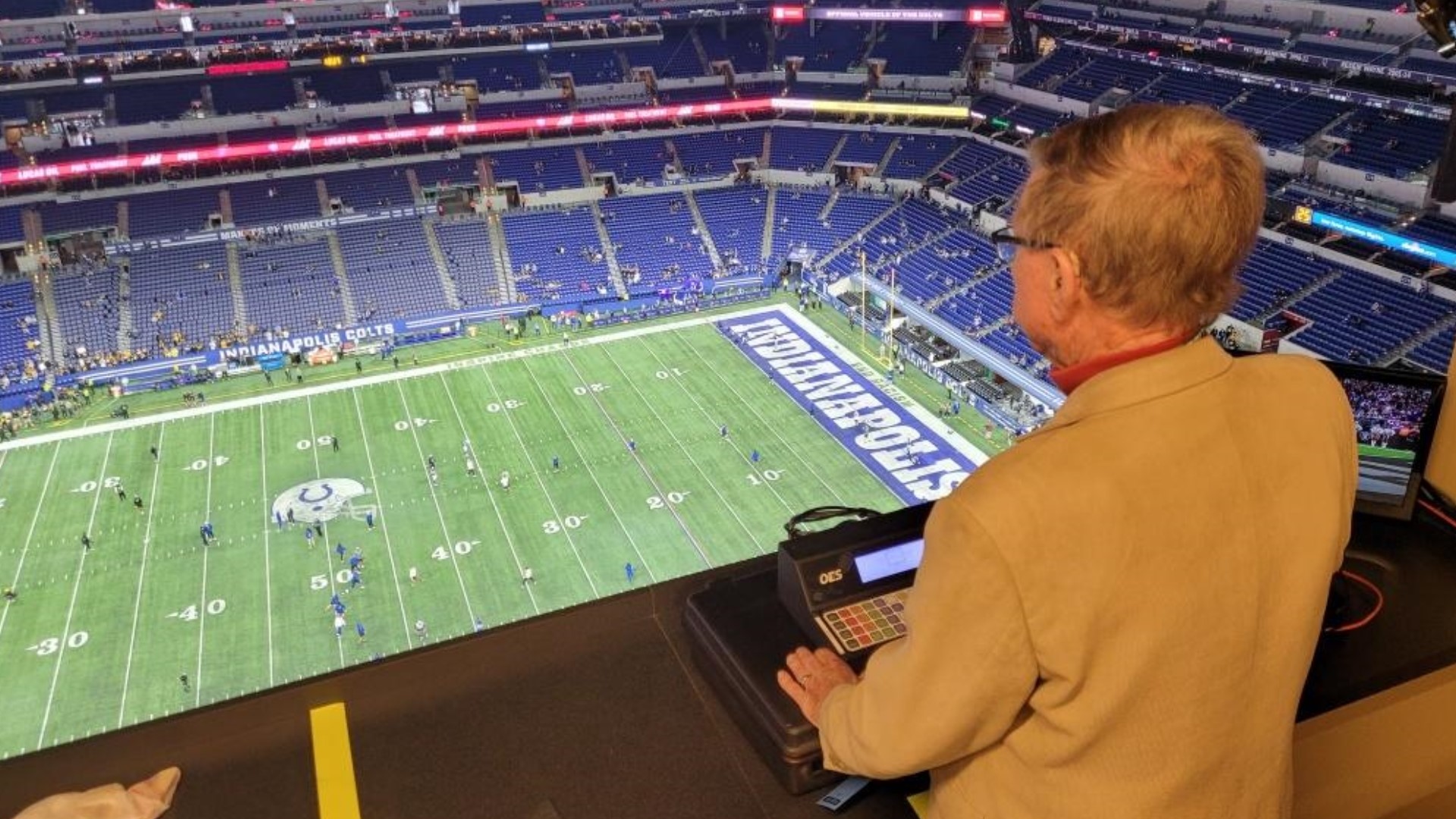 Chuck Leonard started controlling the scoreboard at Colts games in 1984, when the team first moved to Indianapolis.