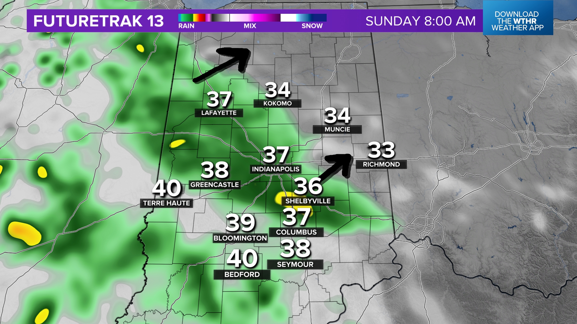 Chilly rain showers turning Indiana wet Sunday | See how much rain to ...