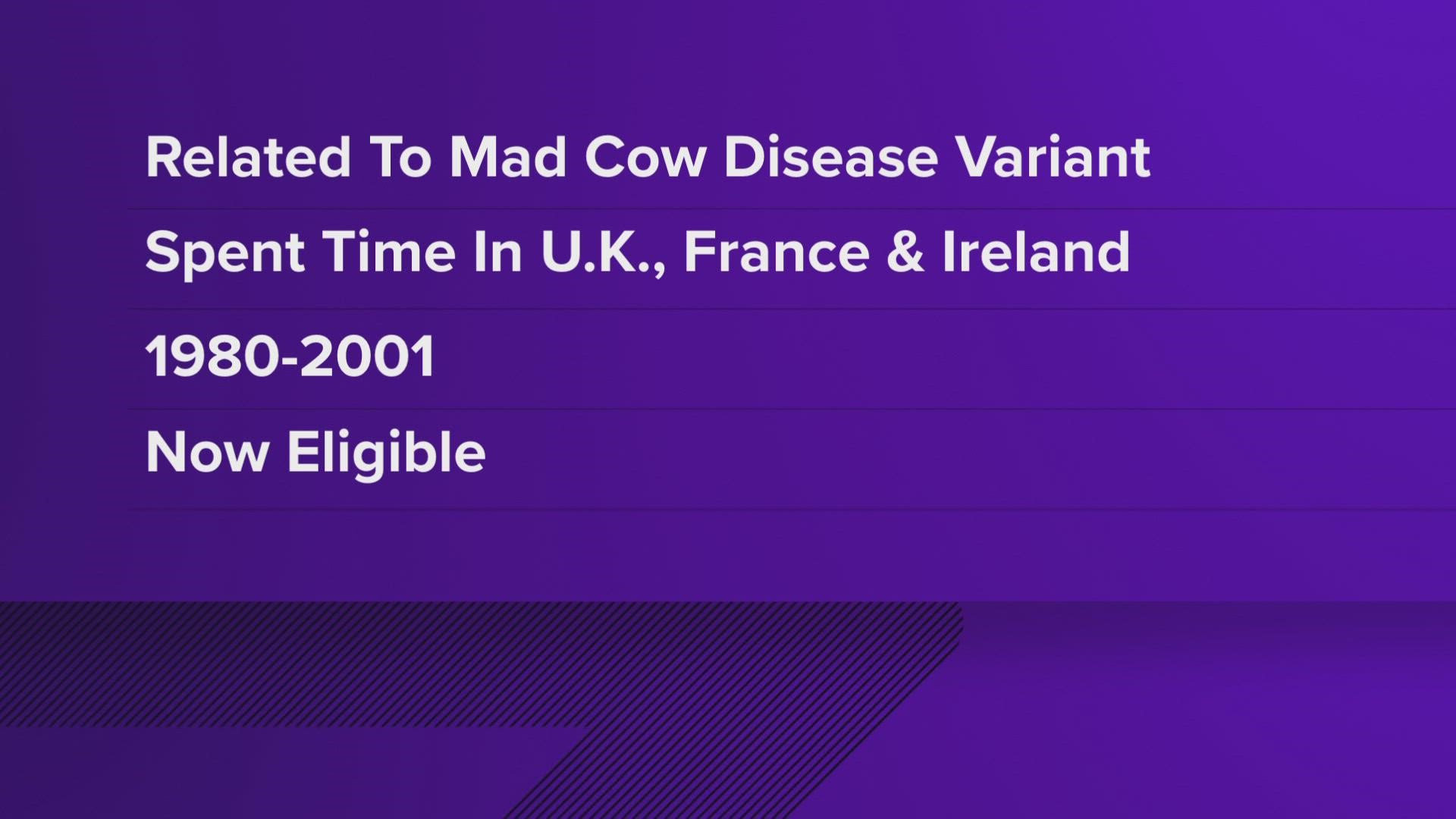 The American Red Cross has announced that people who've not been able to give blood in the past due a variant closely related to mad cow disease can now donate.