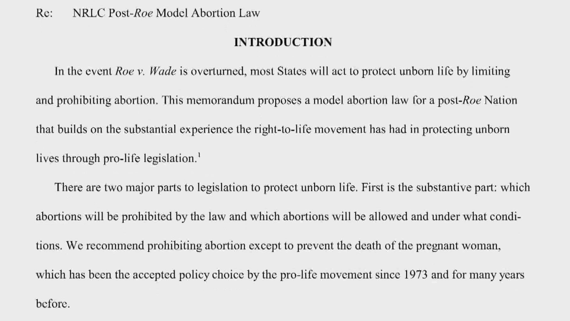 A proposal outlines what the National Right to Life Committee believes should be included in abortion laws.