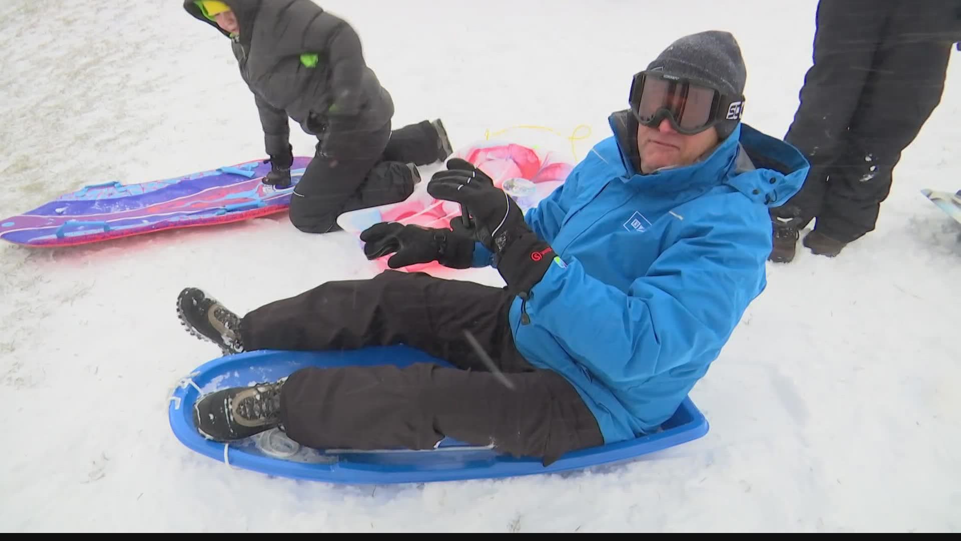 "My job today was to check out sledding conditions."