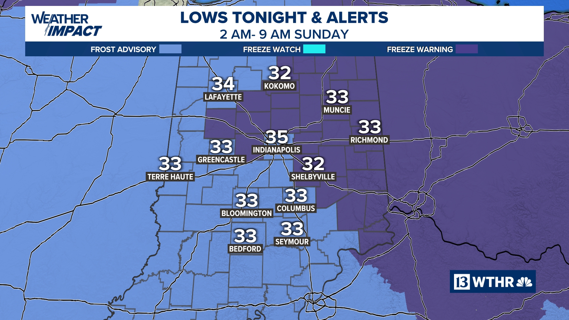 Freeze Warning through Sunday morning