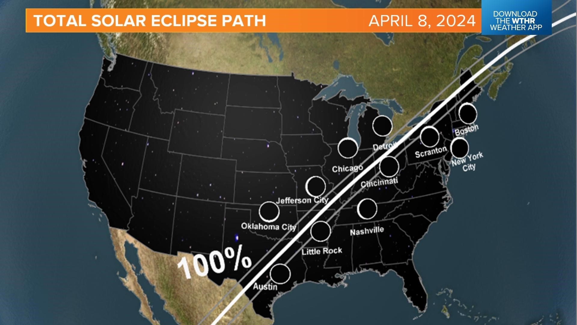 Total Solar Eclipse 2024 Path Map Indiana State kenna almeria