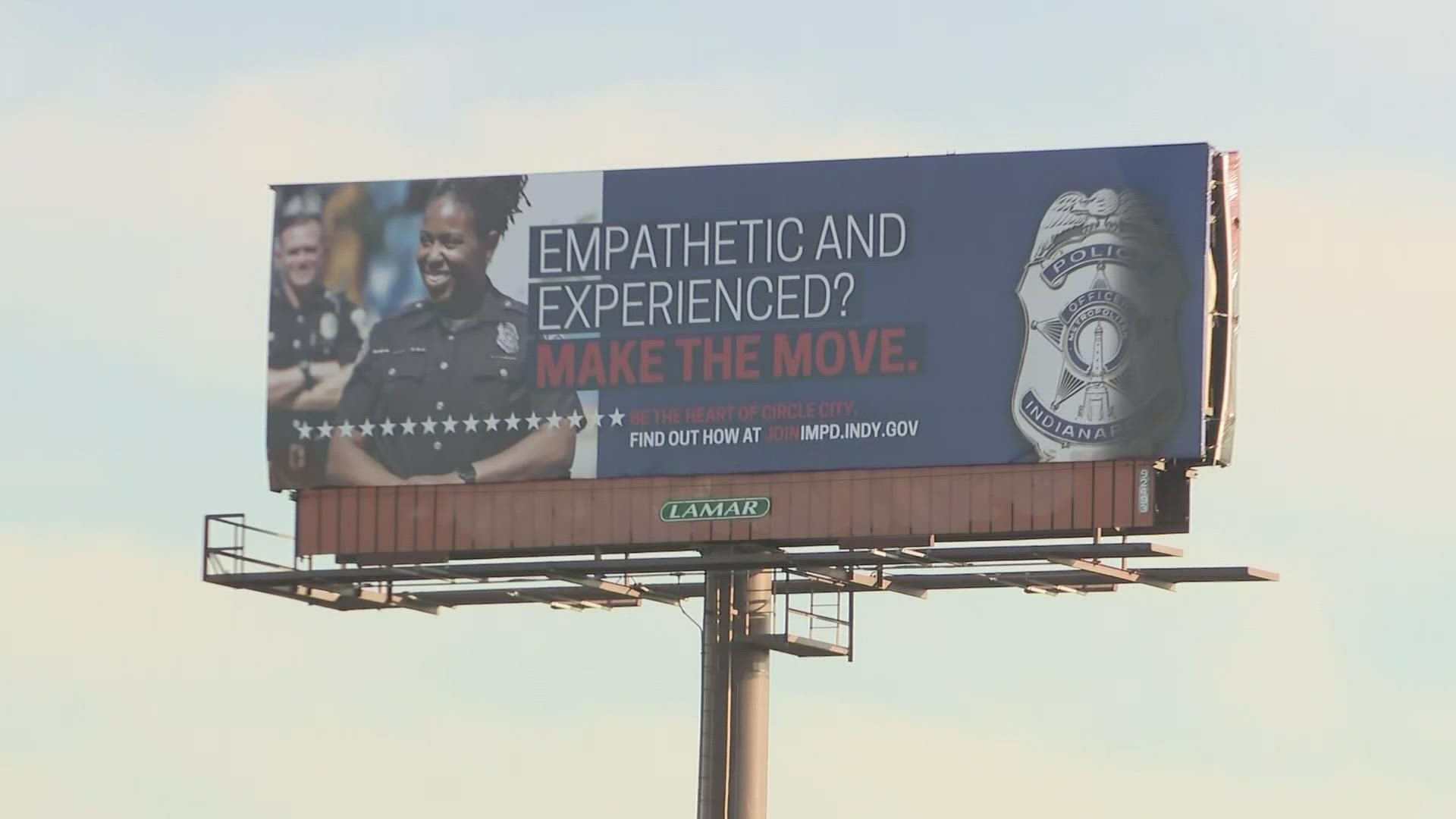IMPD put up a billboard in Detroit, searching for new officers to come to the Circle City.