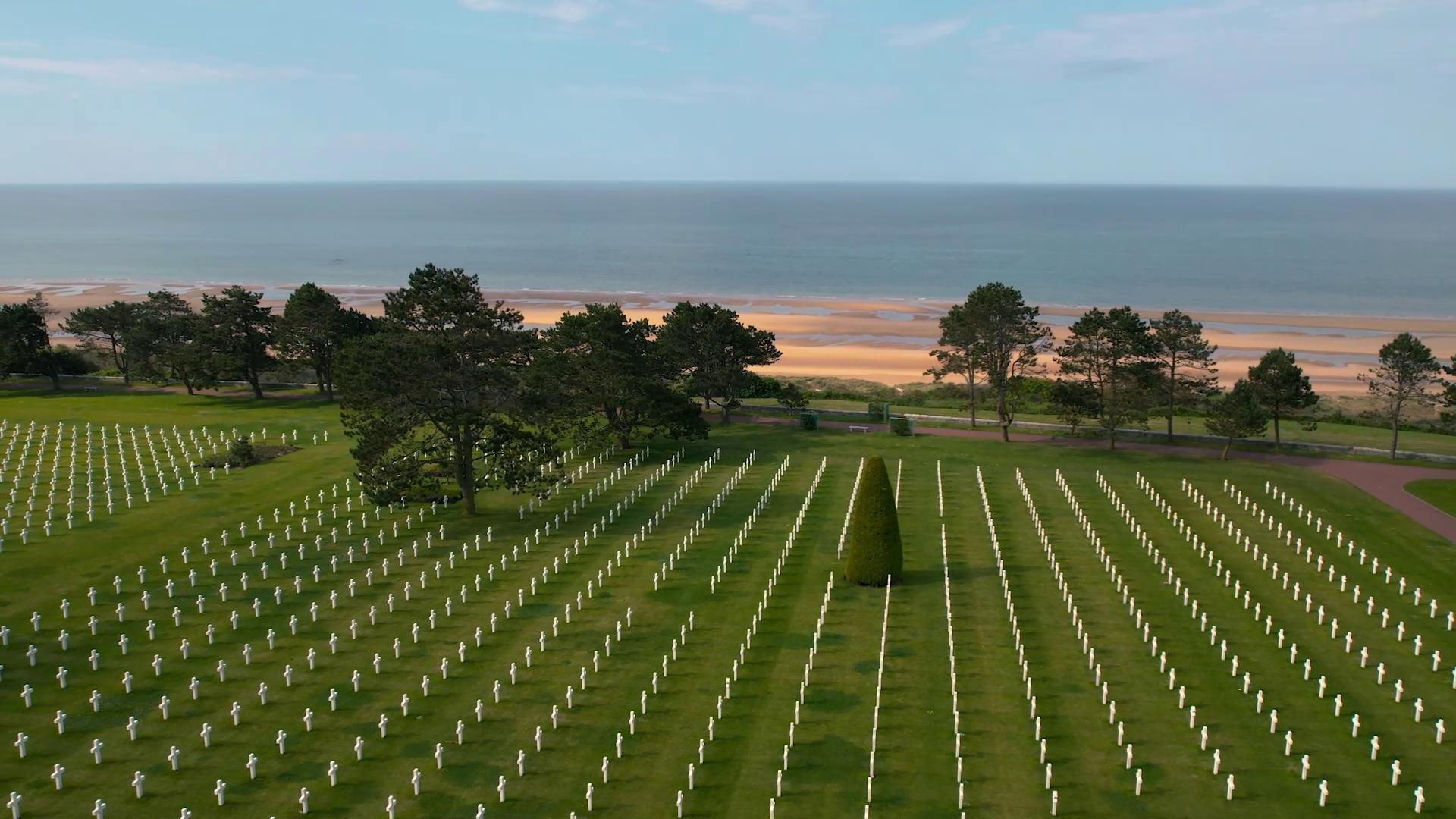 Drone footage from the American cemetery in Normandy.