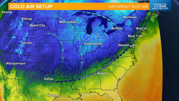 Cold front ushers in wet and colder weather to central Indiana