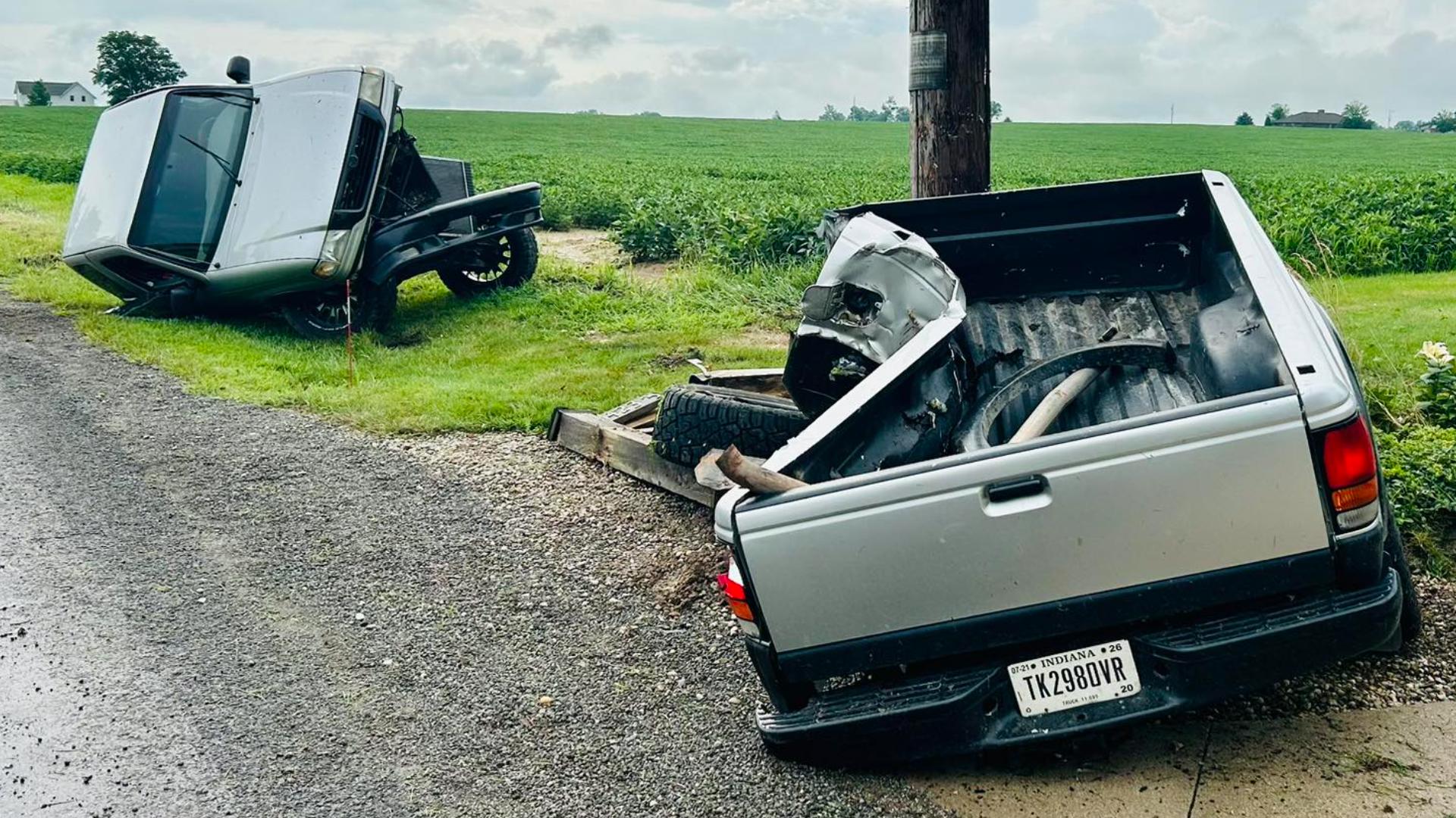 Seatbelt saves driver's life as truck splits in 2 during crash in ...