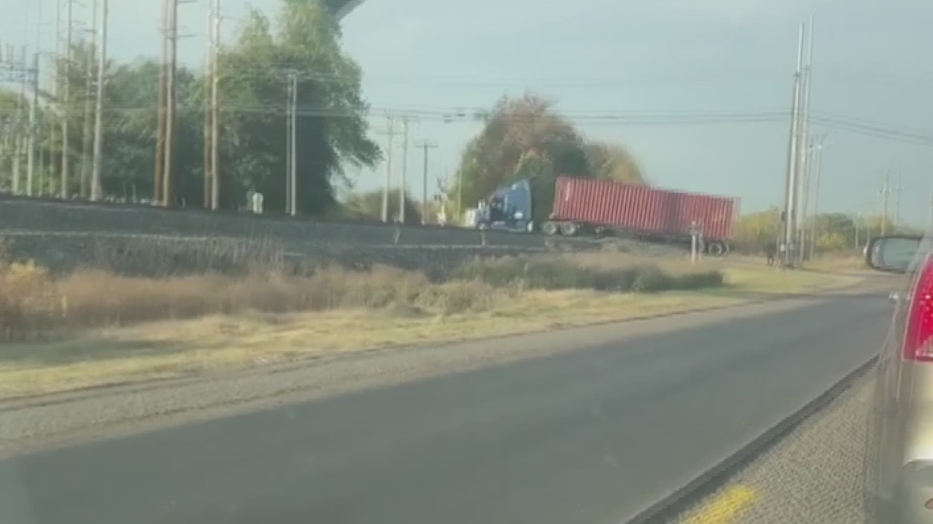 A train struck a semi along US 36 in Pendleton, Indiana Friday afternoon.