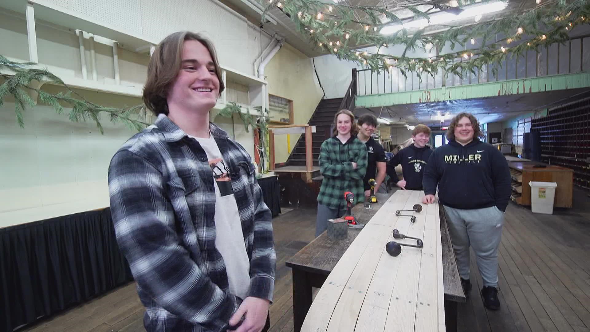 A group of students in Noblesville spent part of this snowy day building their own toboggan.
