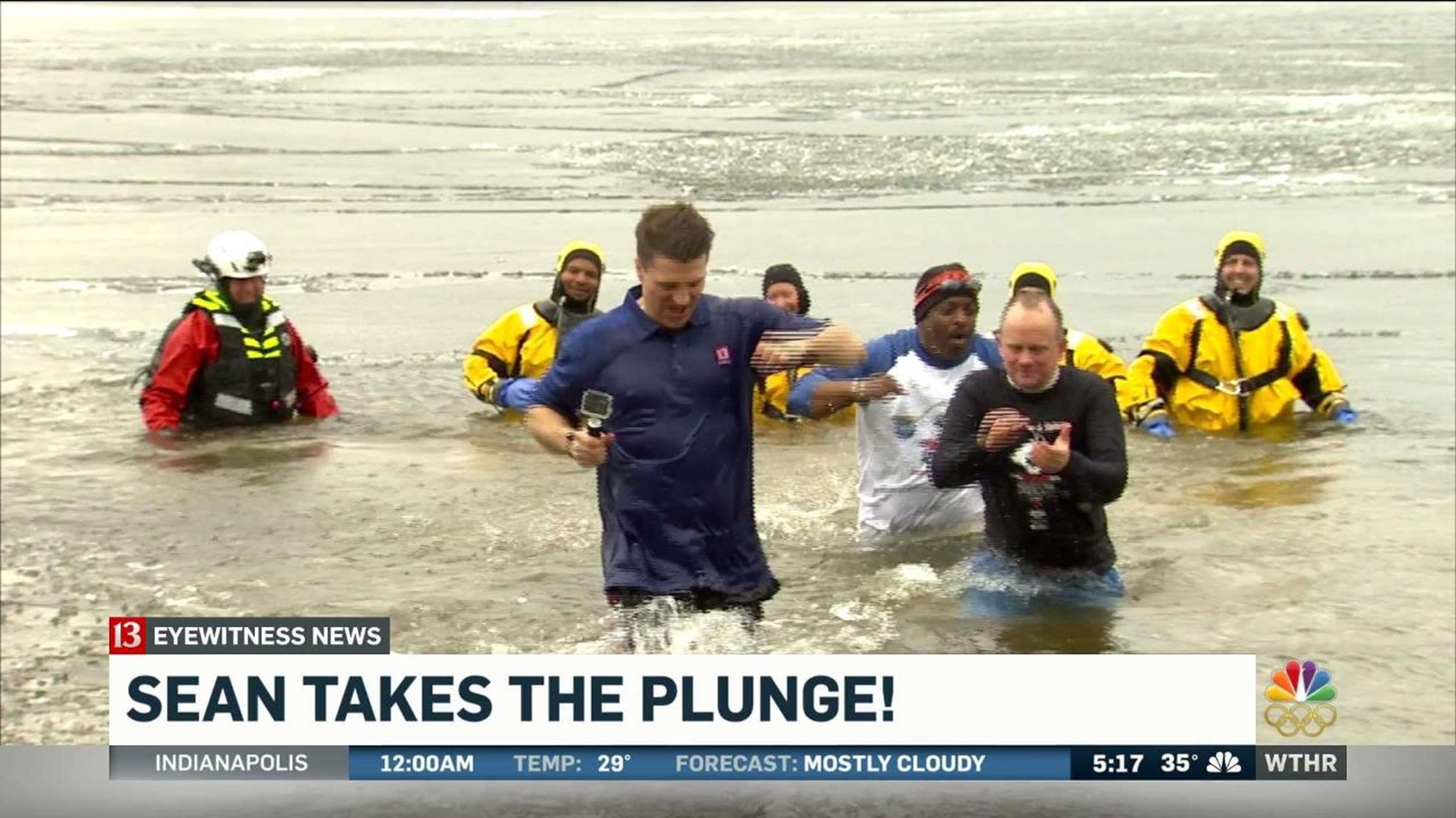 Sean Ash takes the Polar Bear Plunge