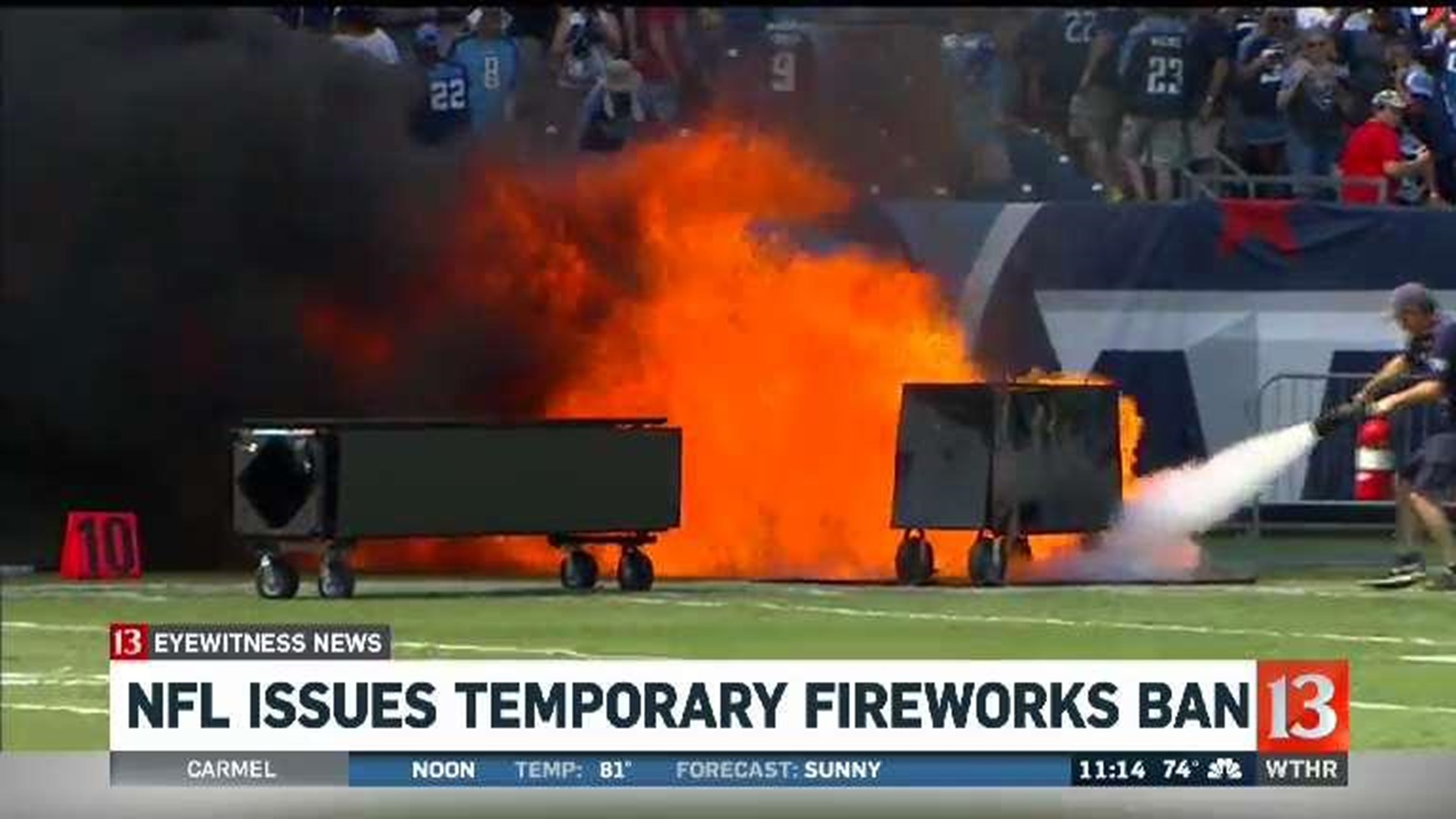 VIDEO: Pyrotechnics Set Field Ablaze Before Titans-Colts Game