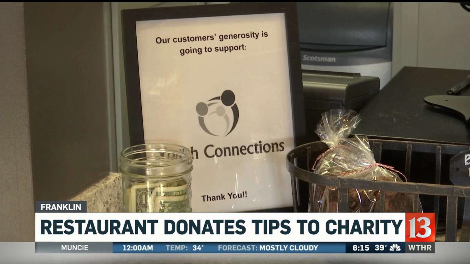 Restaurant donates tips to charity