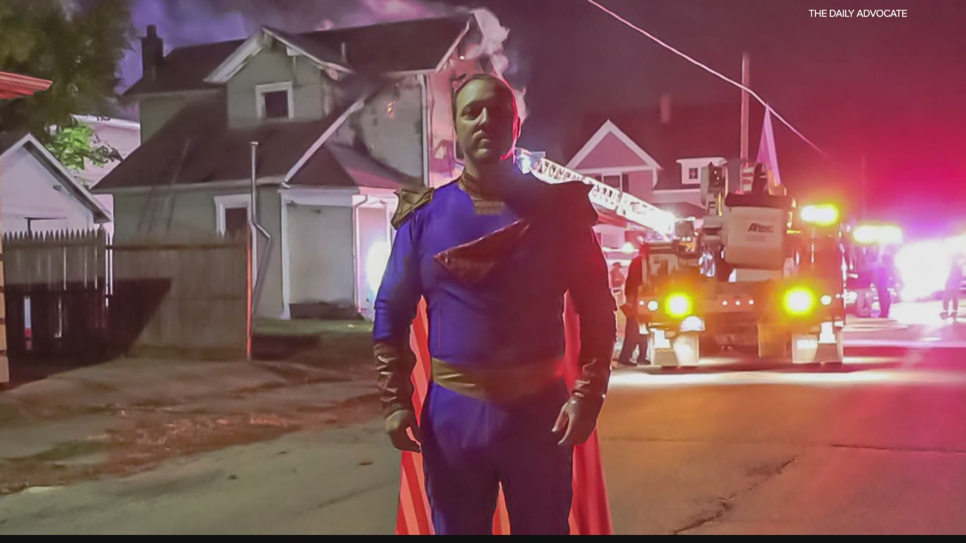 A Greenville, Ohio man is alive because of the heroic actions of a man in costume.