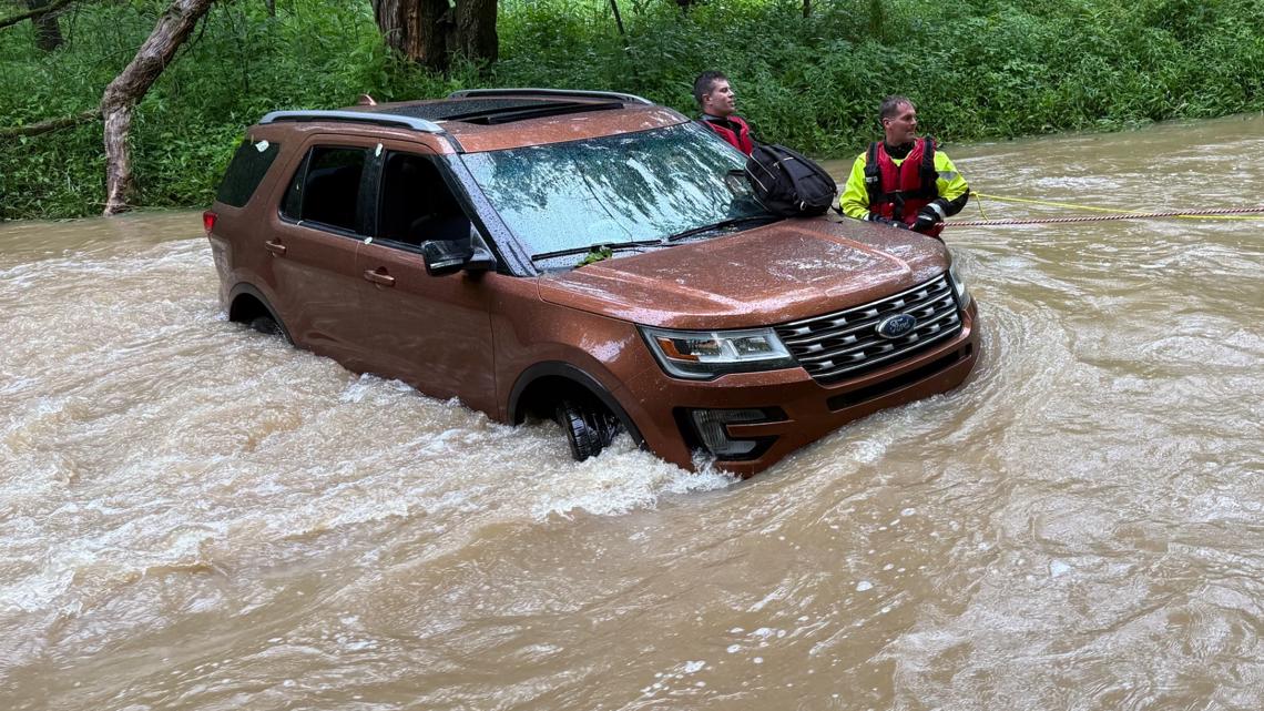 3 rescued after SUV gets stranded in Ripley County floodwaters
