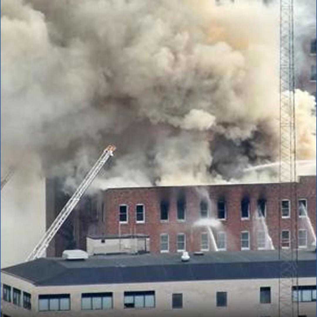 Curated visual reference: 5 Story Building Fire Closes Several Streets In Downtown South Photo Inspiration