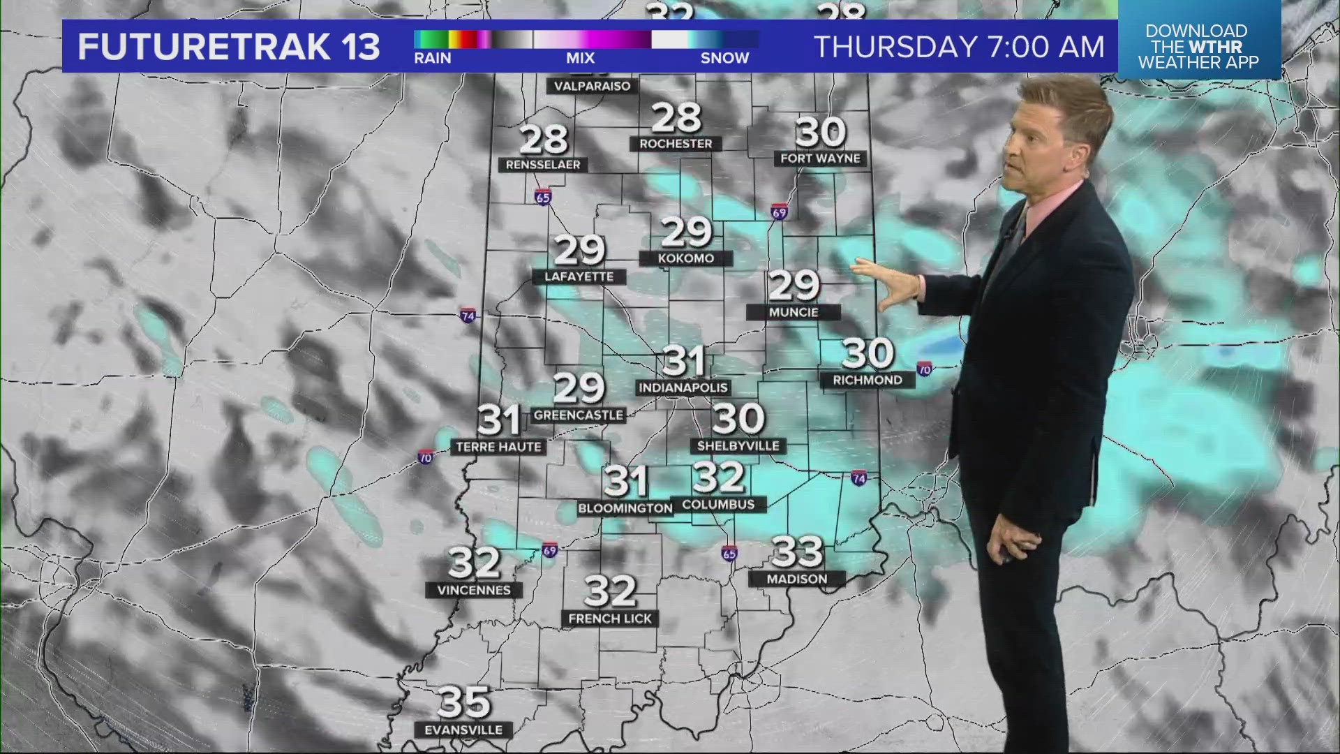 13News meteorologist Sean Ash is tracking the Weather Impact Alert in Indiana ahead of Thursday's forecasted snow showers.