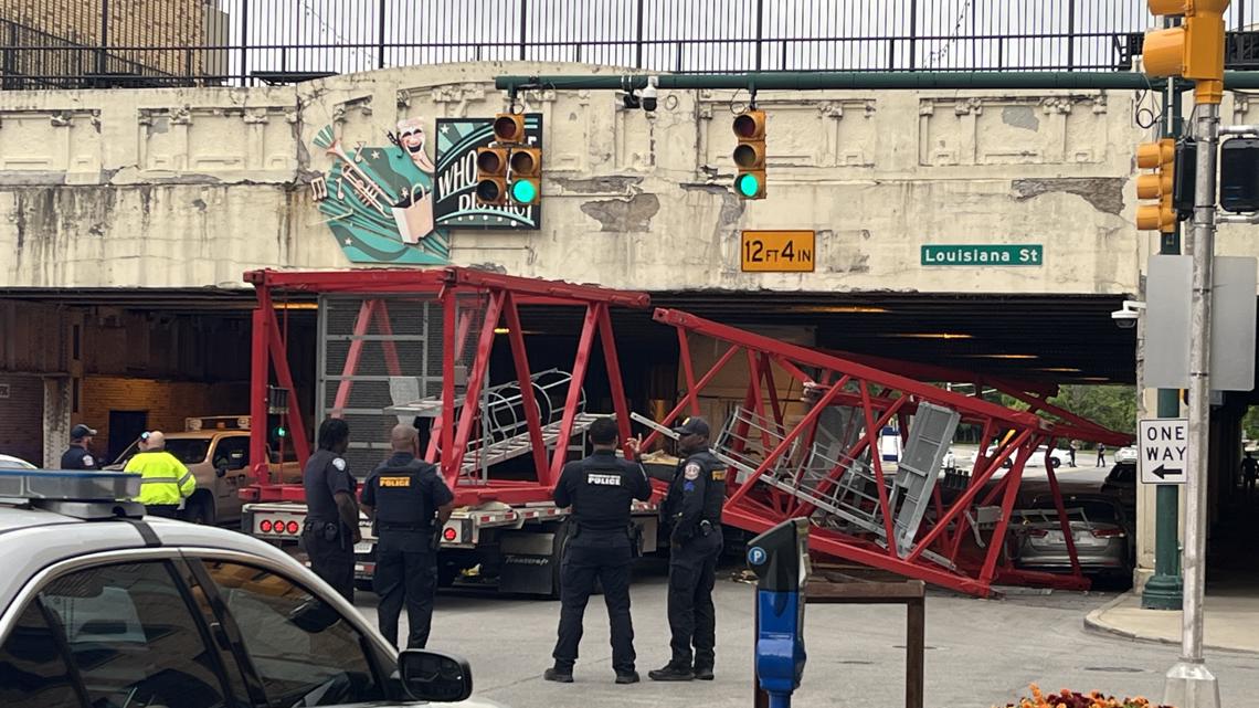 Truck hits bridge in downtown Indianapolis