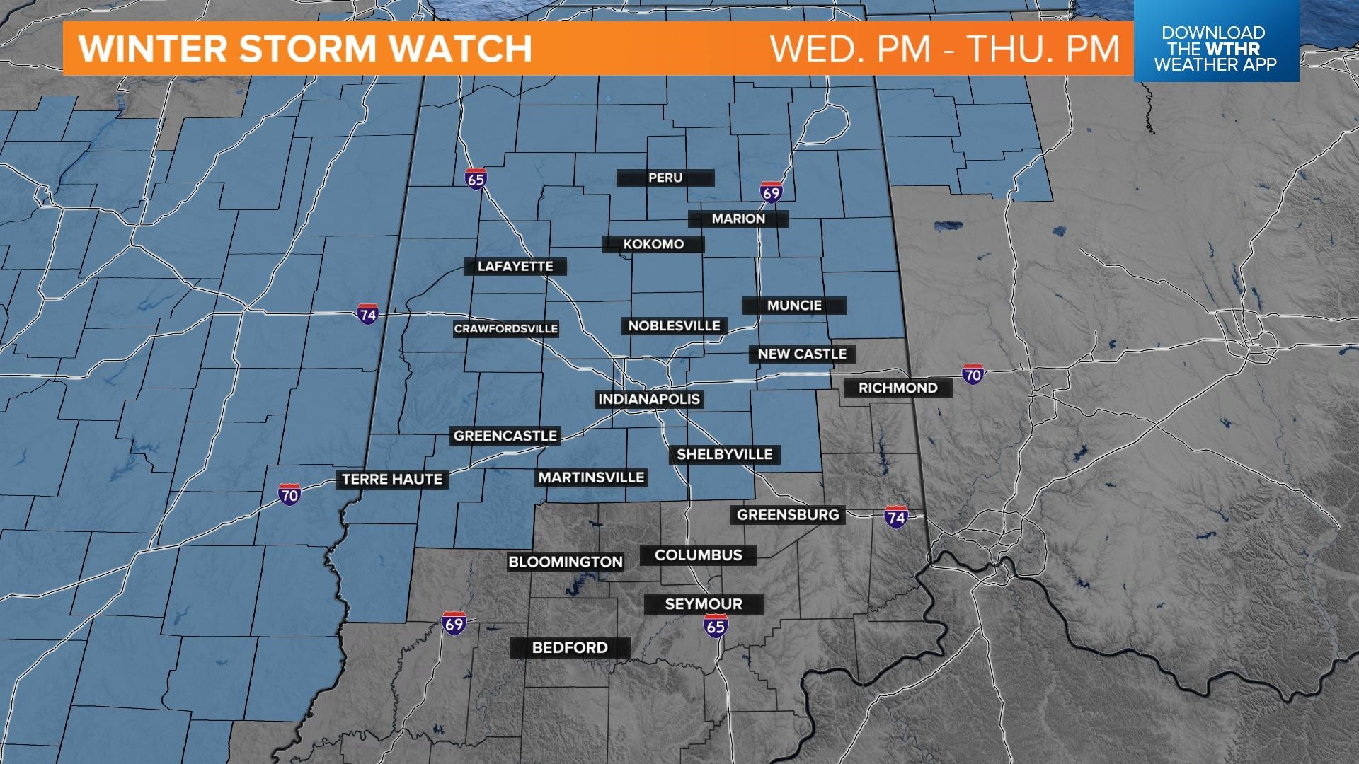 Timeline Midweek winter storm hitting Indiana