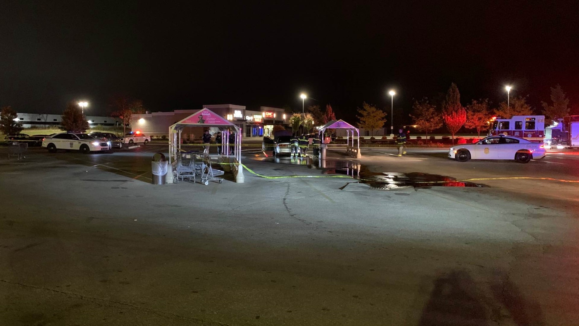 Fire crews responded to the parking lot of the Kroger store in the 5300 block of East Thompson Road on Indianapolis' southeast side shortly before 3 a.m.