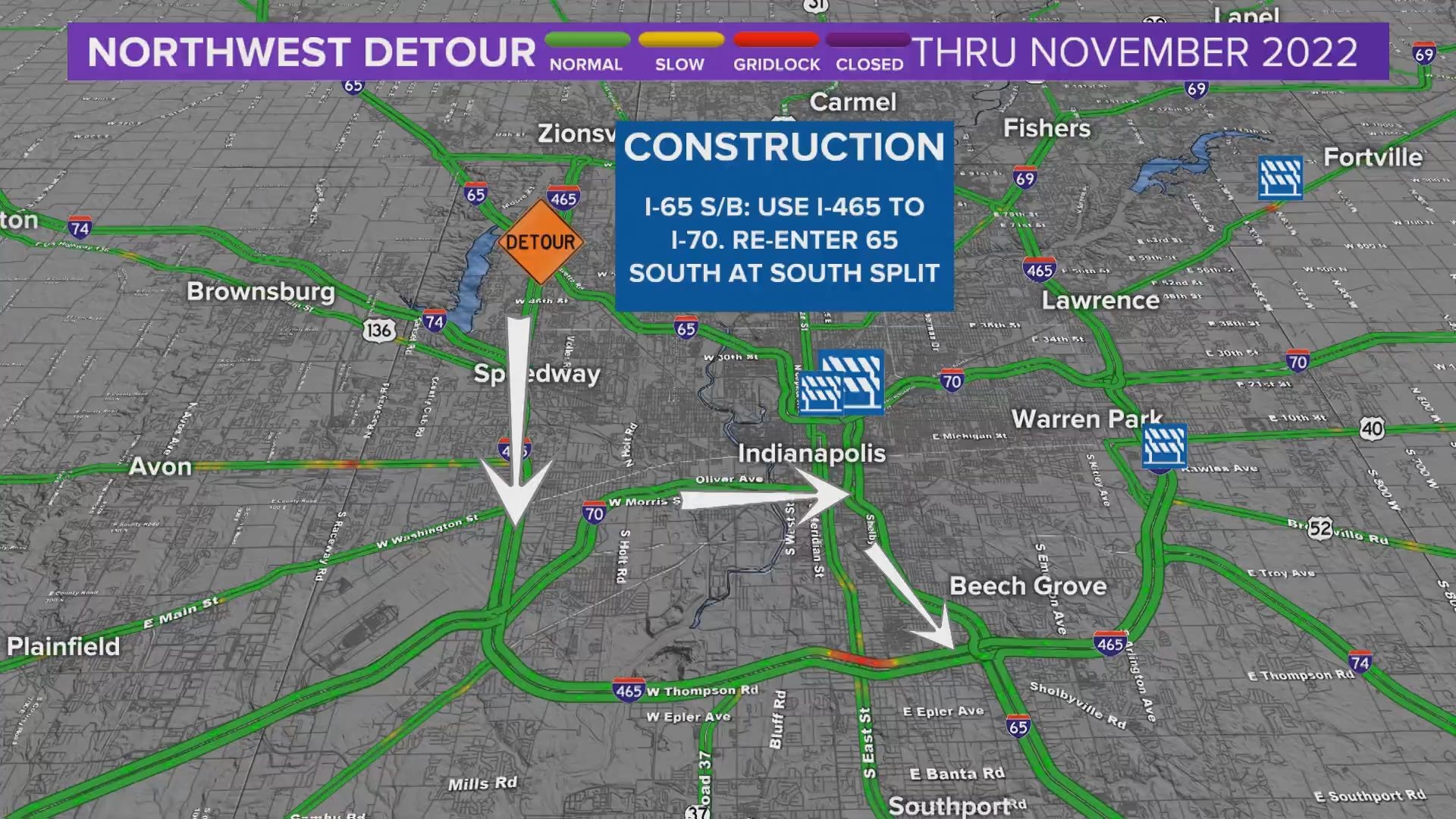 Split Interchange North Split Project and detours begin May 15 | wthr.com