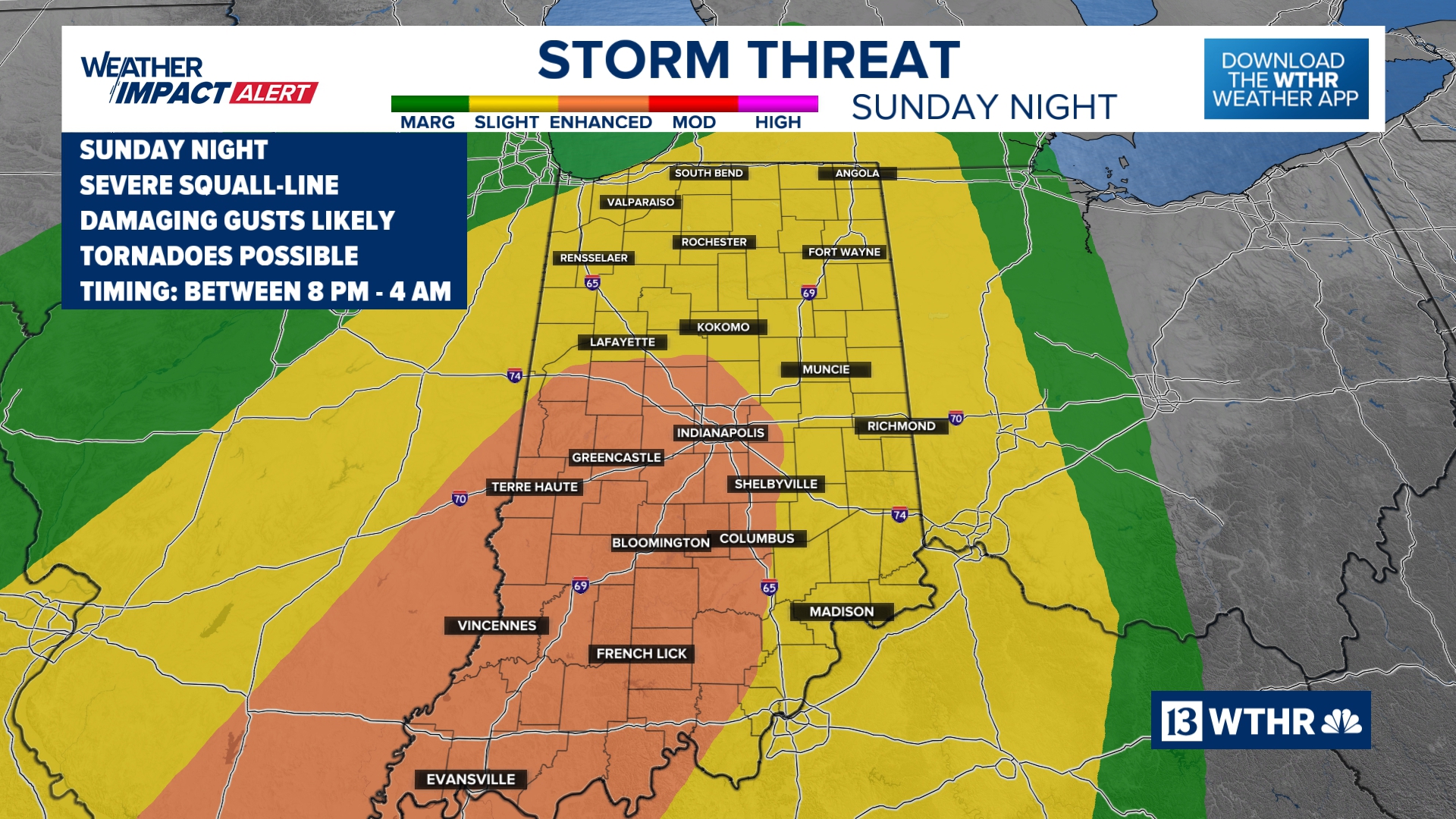 Weather Impact Alert: Severe storms likely Sunday night | 13Weather ...