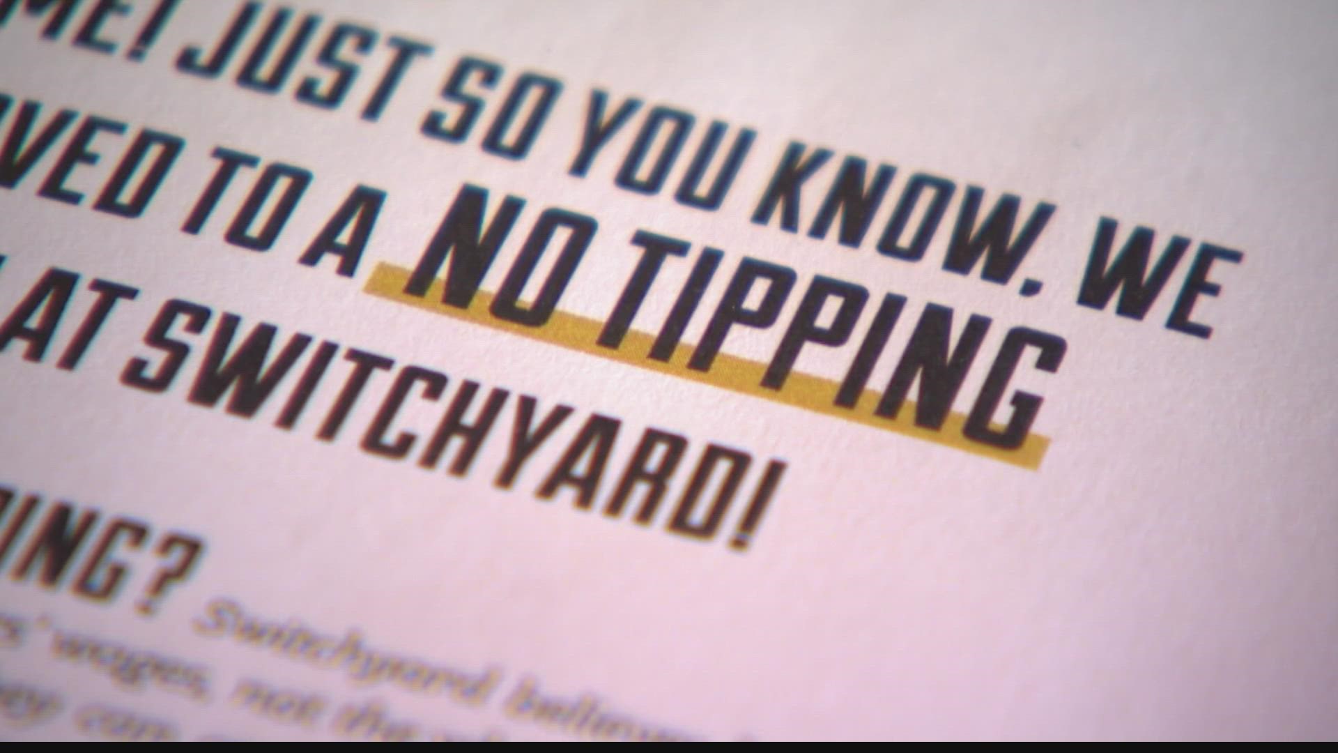 Switchyard Brewing Company is increasing workers' pay and adding benefits, but is barring tips from the customers.