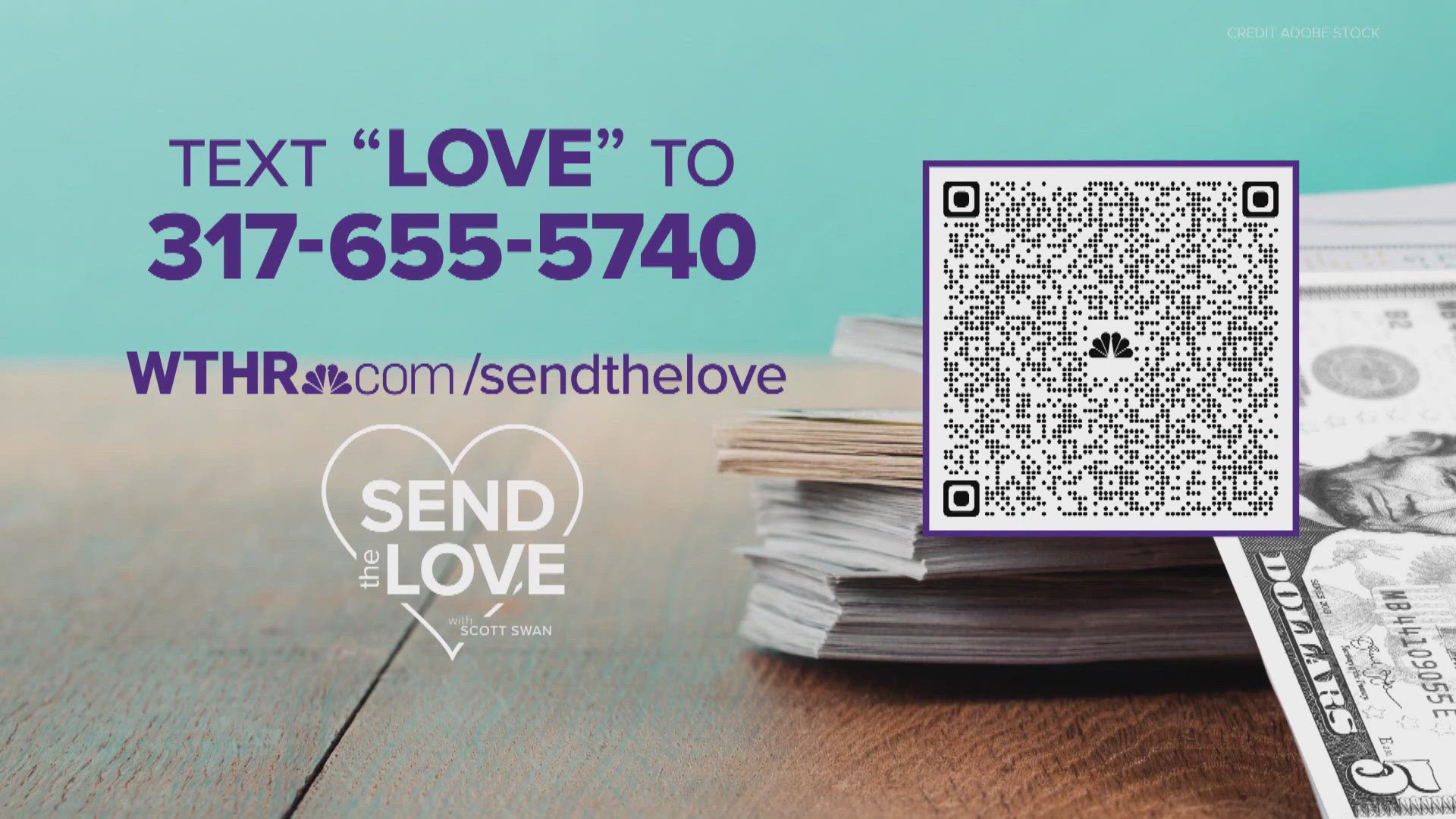 If you'd be willing to donate $5, text the word "LOVE" to 317-655-5740.