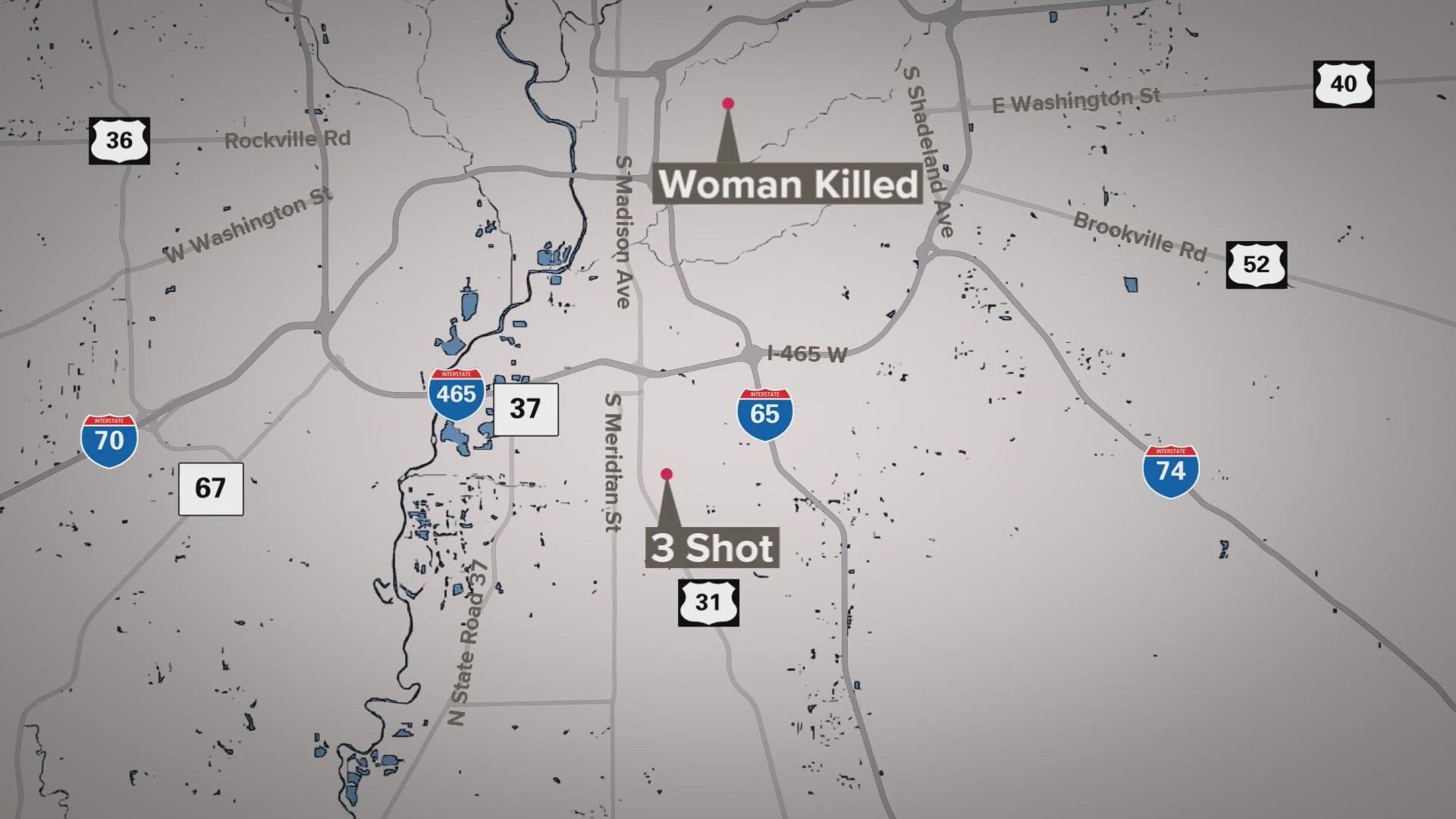 One woman was killed on the east side and three others were wounded at a house near Southport High School early Sunday.