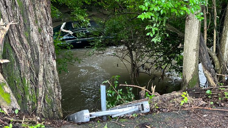 Car crashes into Pleasant Run Creek on Indianapolis’ near east side; no injuries reported