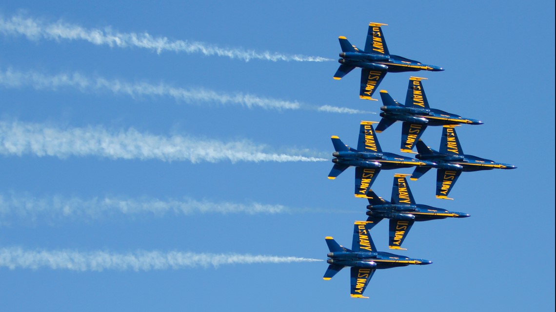 Blue Angels performing at 2023 Crossroads Air Show