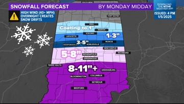 Winter Storm Warning in effect for most of central Indiana starting ...