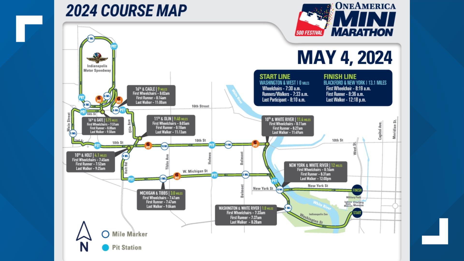 Mini-Marathon street closures and course maps | wthr.com