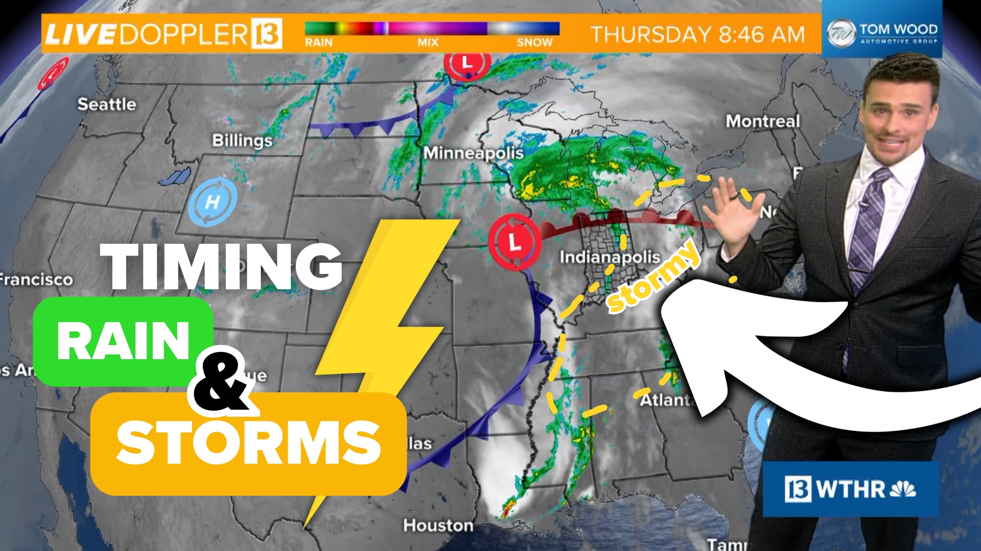 A front will spark more unsettled weather Thursday across Indiana with scattered showers and storms at times. Not everyone is guaranteed rain.