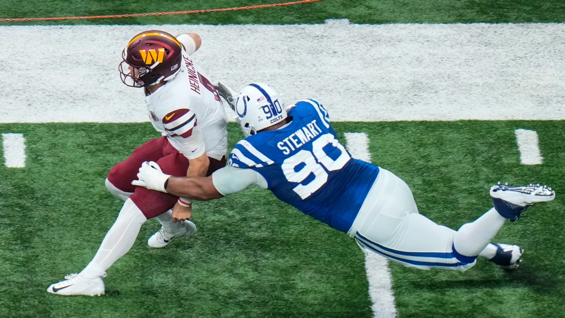 October 30, 2022: Washington Commanders quarterback Taylor Heinicke (4)  passes the ball during NFL game against the Indianapolis Colts in  Indianapolis, Indiana. John Mersits/CSM/Sipa USA.(Credit Image: © John  Mersits/Cal Sport Media/Sipa USA