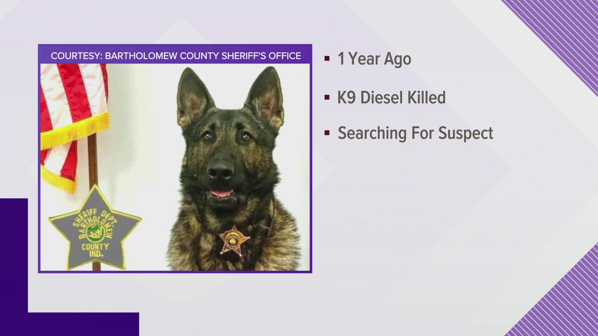 Bartholomew County K-9 officer Diesel died on Nov. 14, 2020, while searching for a domestic violence suspect.