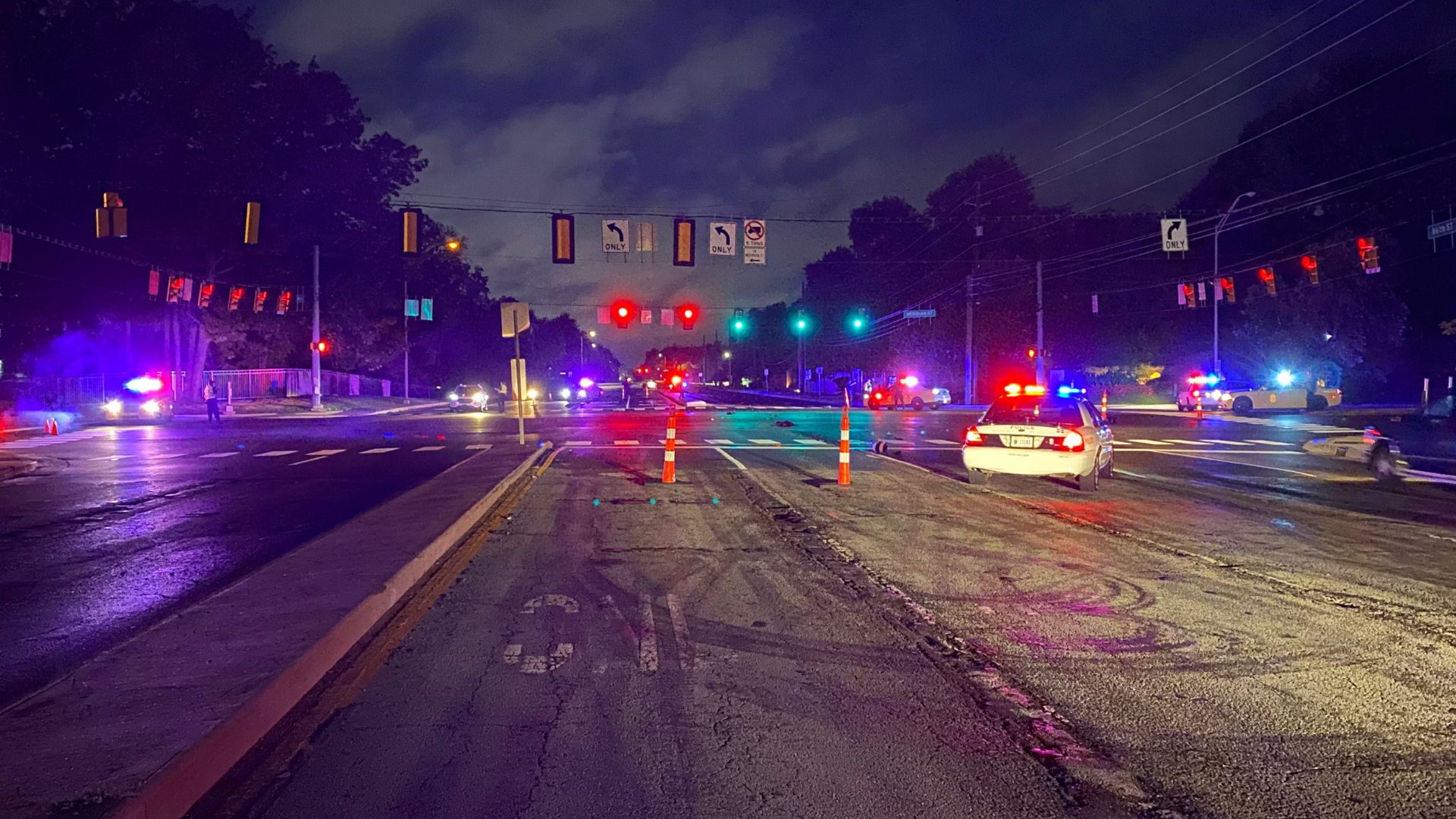 Police told 13News a motorcyclist was stopped at a red light on East 86th Street around 1:40 a.m. when he was hit by a gray Hyundai going to the same way.