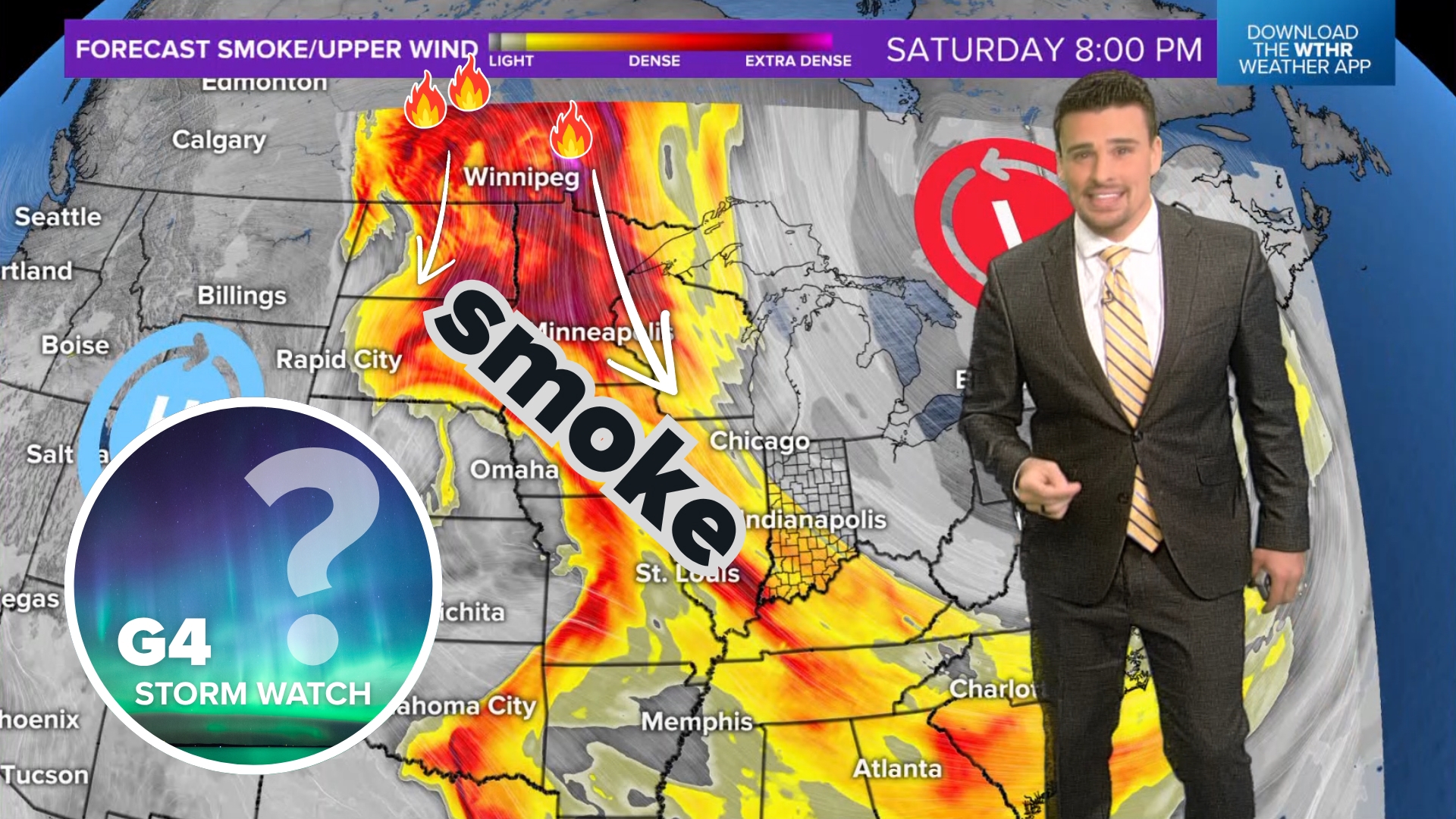 Smoky skies are lingering over the Midwest and Great Lakes for a few days, dropping air quality in spots. We also have potential northern lights coming Sunday night.