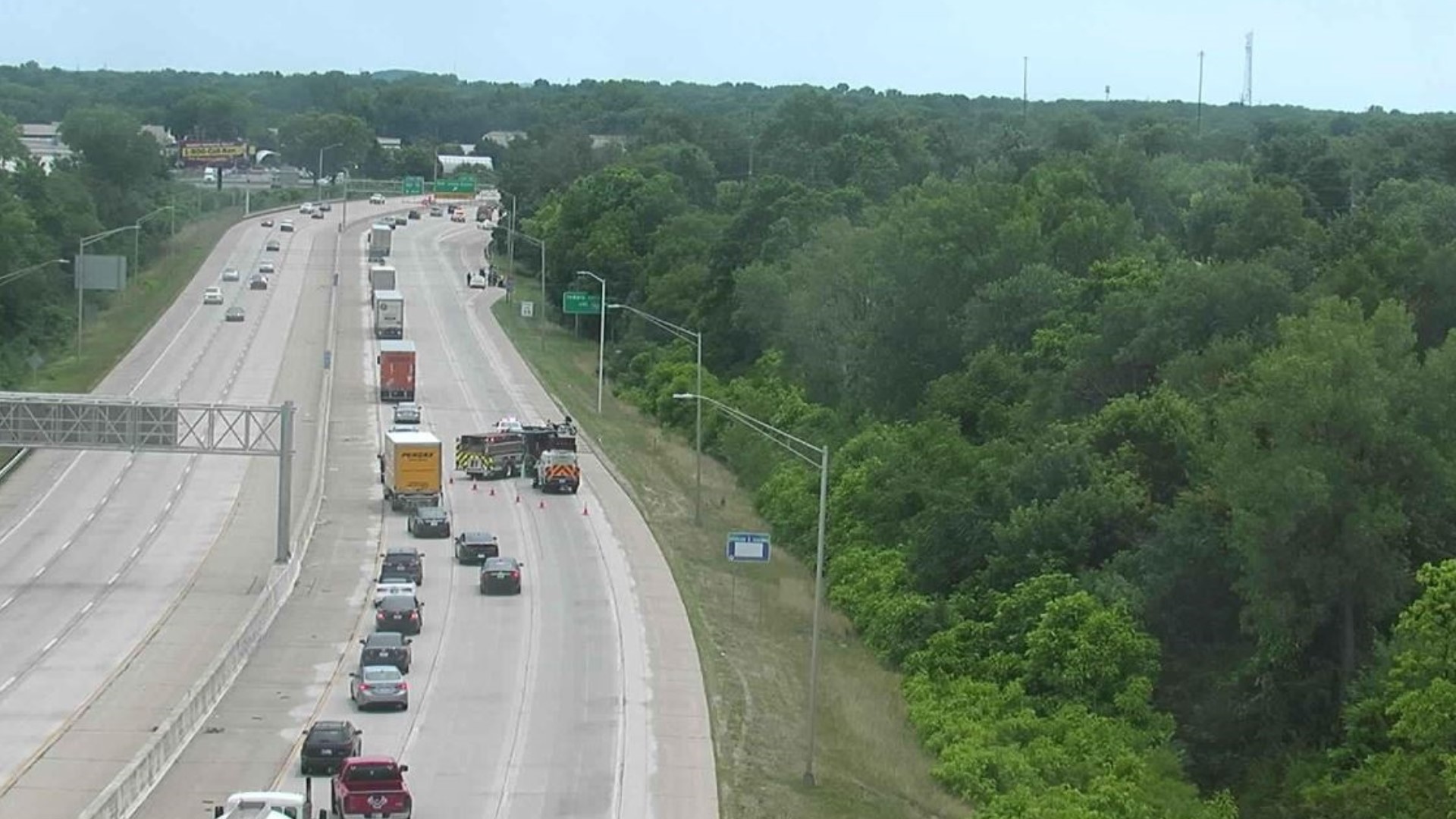 The incident happened around 2 p.m. on I-70 westbound just south of Minnesota Street.